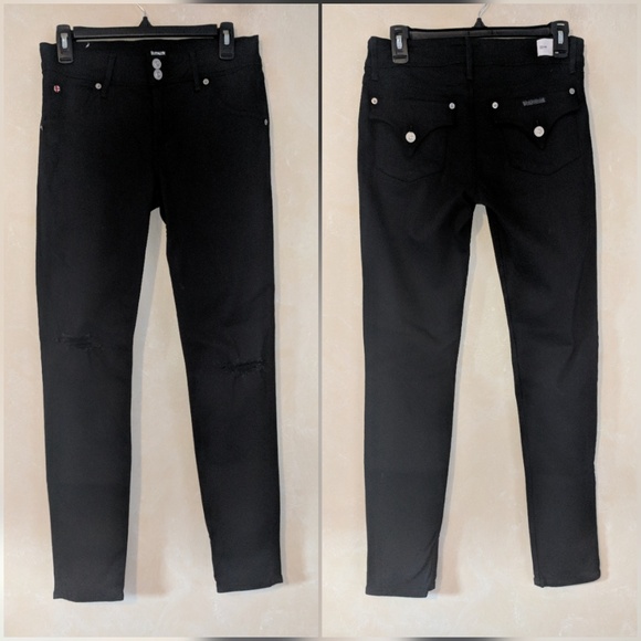 Hudson Collin Skinny Jean Black Destructed - Picture 2 of 5